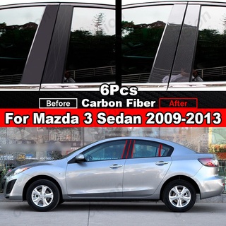 สติกเกอร์คาร์บอนไฟเบอร์ สีดํา สําหรับติดเสาประตู หน้าต่างรถยนต์ Mazda 3 Axela Sedan 2003-2022 10 ชิ้น