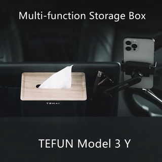 Tesla อุปกรณ์เสริมFor Tesla Model 3 Y 2017  2021 Car hone Holder Central Control Screen Tissue Storage Box Accessoriesอะ