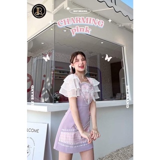 💎พร้อมส่ง💎BLT ชุดเดรส charming pink collection สีชมพูม่วงพาสเทลแขนแต่งระบาย