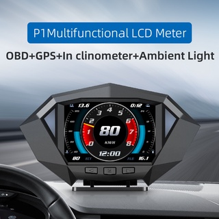 เครื่องวัดความเร็วดิจิทัล P1 Head Up Display OBD2 GPS HUD สําหรับรถยนต์