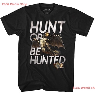 tshirtเสื้อยืดคอกลมฤดูร้อนเสื้อยืดผู้ชายและผู้หญิง Monster Hunter Video Game Hunt Black Adult T-Shirt Tee Mens Womens