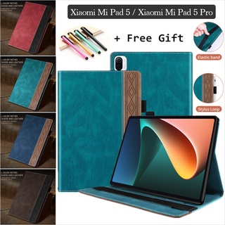 เคสโทรศัพท์มือถือหนัง PU เย็บสองสี หรูหรา พร้อมช่องใส่บัตร สําหรับ Xiaomi Mi Pad 5 Xiaomi Mi Pad 5 Pro 11 นิ้ว