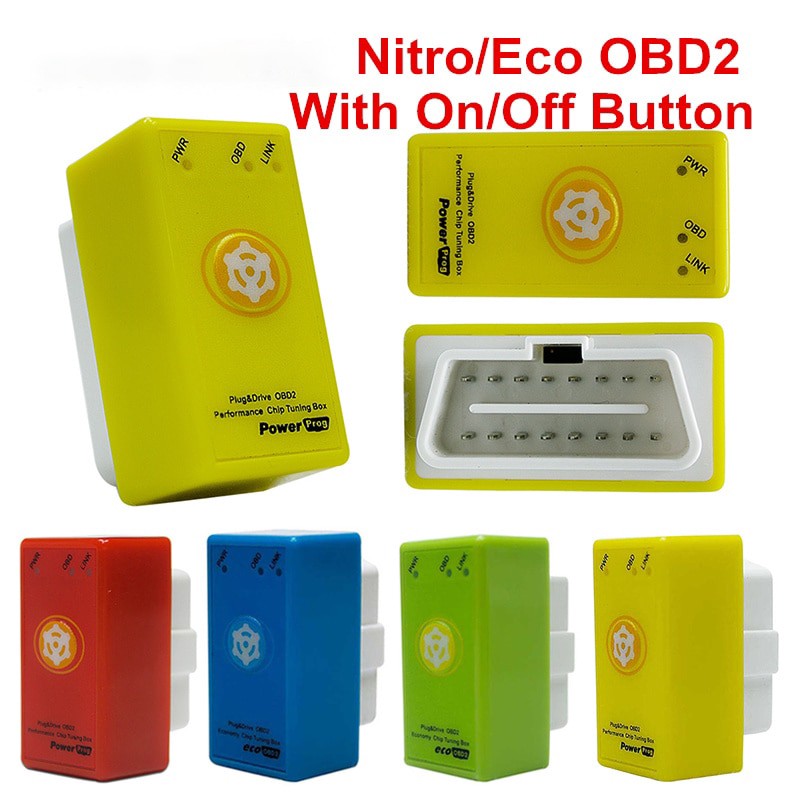 ลดล้างสต๊อก Power Prog Nitrobd2 Ecoobd2 ECU ชิปกล่องปรับแต่ง Nitro OBD2 ECO OBD2 เครื่องสแกนเนอร์สําหรับ Benzine /Diesel รถยนต์ประหยัดเชื้อเพลิง