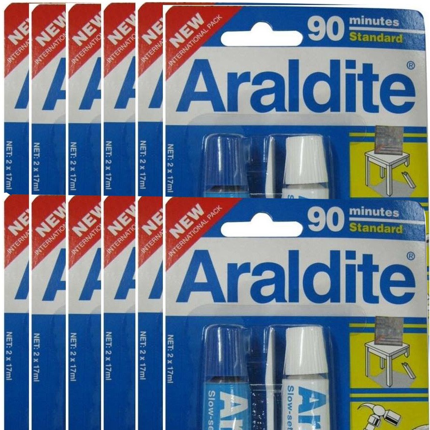12ชุด กาวอาราไดท์ ARALDITE แดง-ขาว (แห้งเร็ว) ฟ้า-ขาว (แห้งช้า)