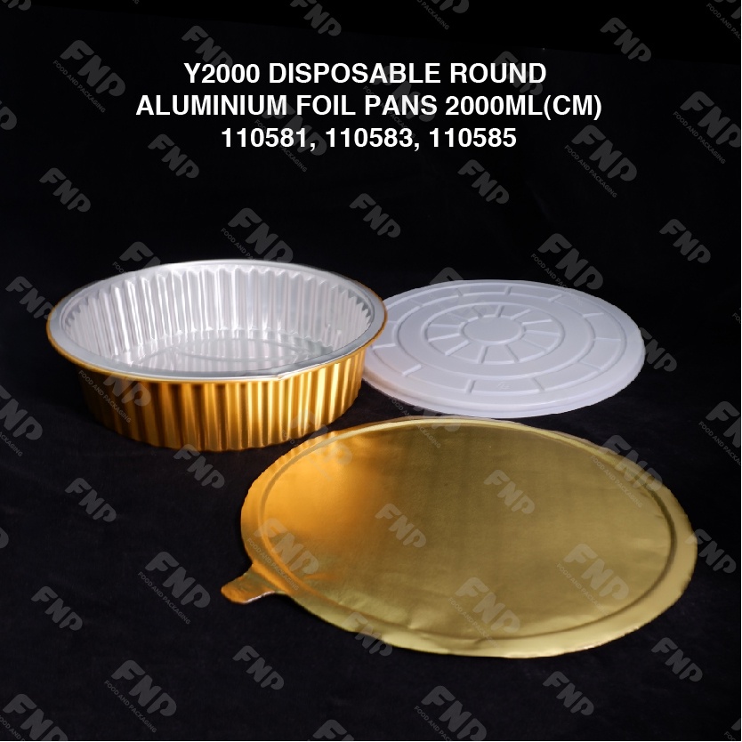 Y2000 DISPOSABLE ROUND ALMINIUM FOIL PANS 2000ML(CM)