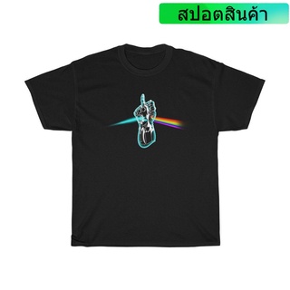 เสื้อยืดผ้าฝ้าย ลาย Dark Side of Infinity Heavy Avengers Pink Floyd Mashup โดย EngulfFireDesigns