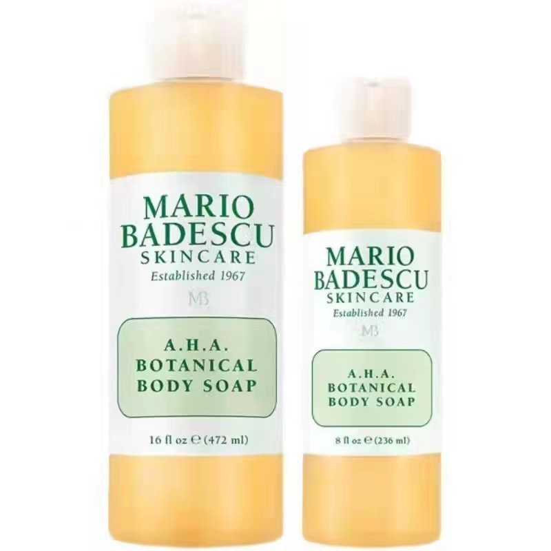 Mario Badescu MB AHA เจลอาบน้ํา ทําความสะอาดร่างกาย กรดผลไม้ ขนาด 236 มล. 472 มล.