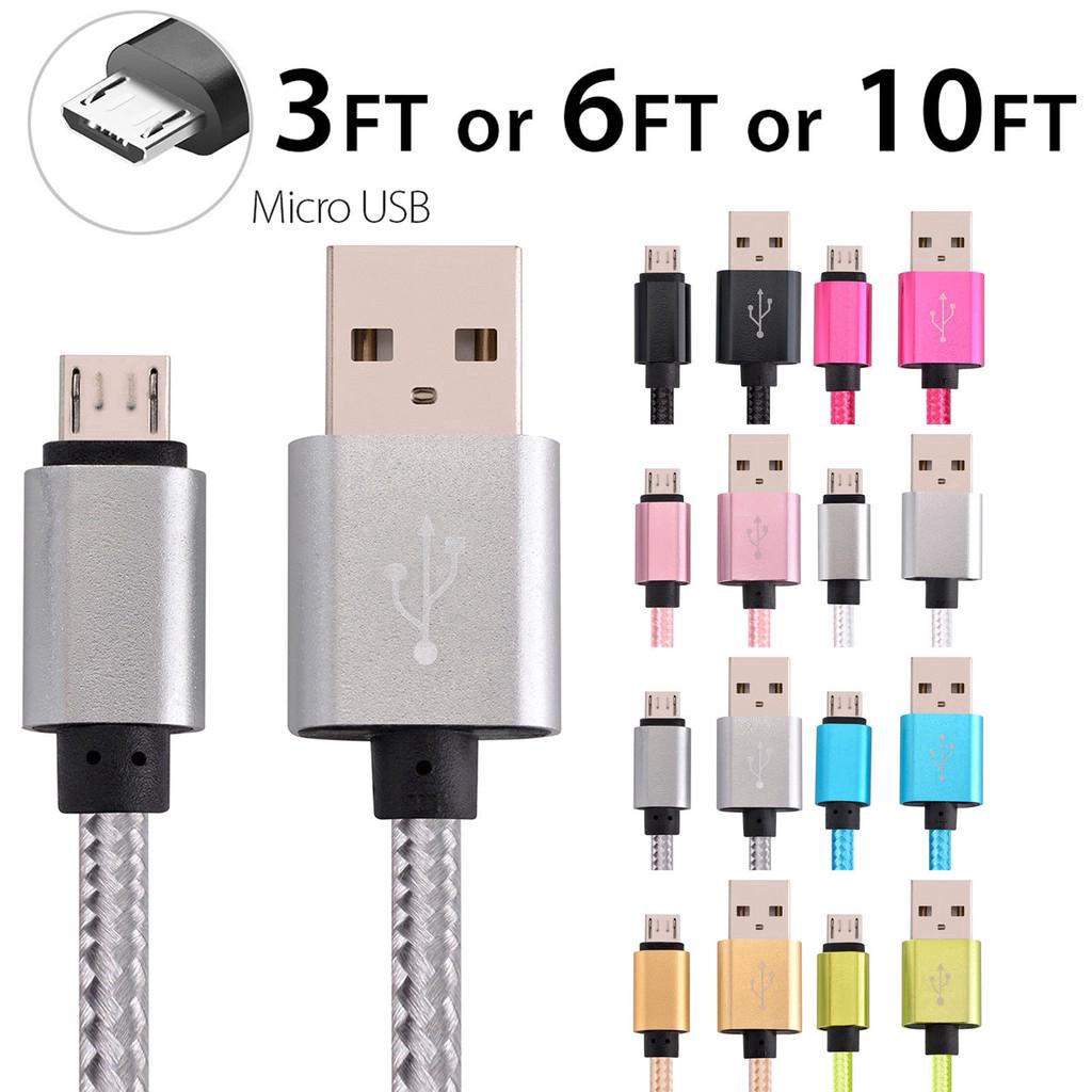 3/6/10FT Micro USB 3.1 Charger Data Sync Cable Braided Cord