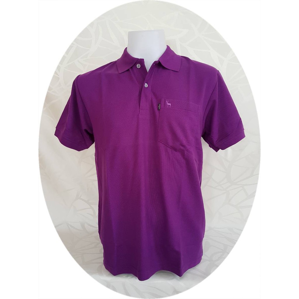 เสื้อโปโล ( polo shirt )แบรนด์ Geeko ตรากวาง สีพื้นชาย สีม่วง(เข้ม) gkc - 33M