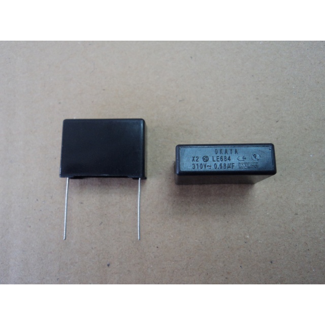 Capacitor ยี่ห้อ OKAYA    0.68uF  310V  X2  ระยะขา 22.5 มม.