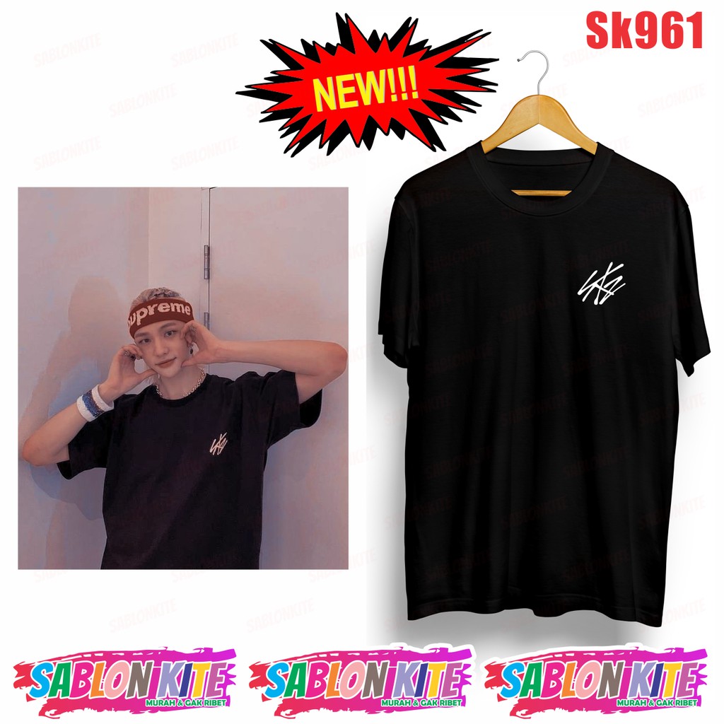 !! STRAYKIDS STRAY KIDS SKZ SAZ SK961 UNISEX COMBED 30S เสื้อยืดโลโก้ขนาดเล็ก