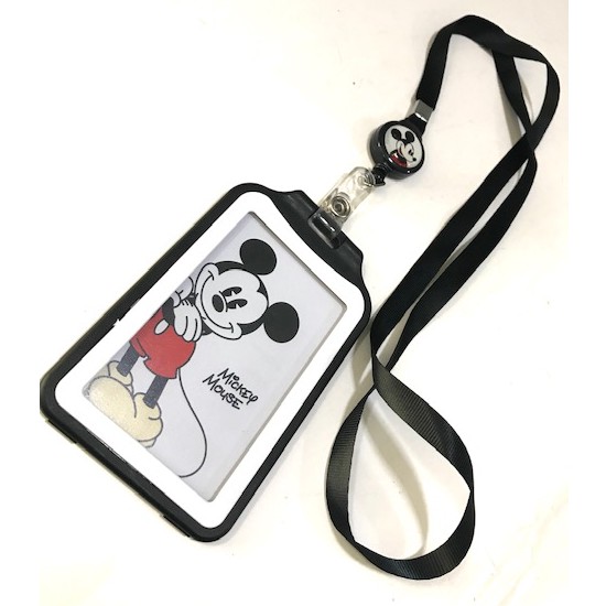 MICKEY สายห้อยบัตร โยโย่ พร้อมซองบัตร (ซองพลาสติก ใส2ด้าน body 6.5x10.5cm สำหรับบัตร5.5x9cm) สายยืดออกกลับเอง