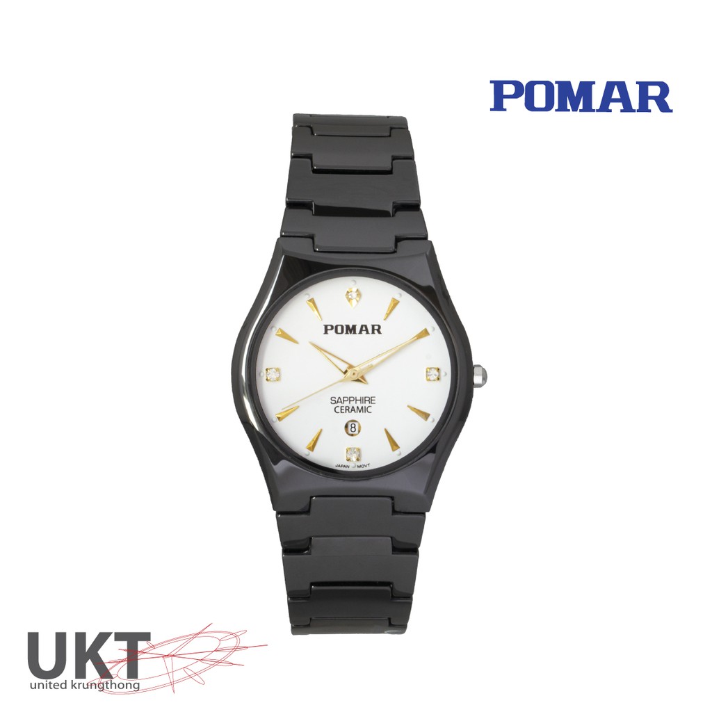 POMAR รุ่น PM77001B0201 หน้าขาวเข็มทอง นาฬิกา สำหรับผู้ชาย