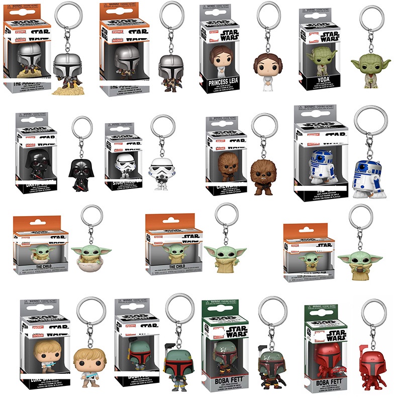 Star Wars Funko pop พวงกุญแจ Mandalorian Yoda โมเดลน้ําเด็กยานอวกาศ