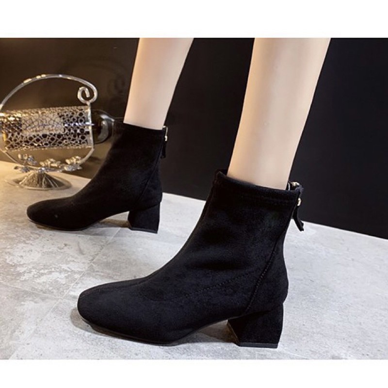 Chole G :A88 Short Suede Boots รองเท้าบูท บูทหุ้มข้อกำมะหยี่ บูทเกาหลี(SH0057)