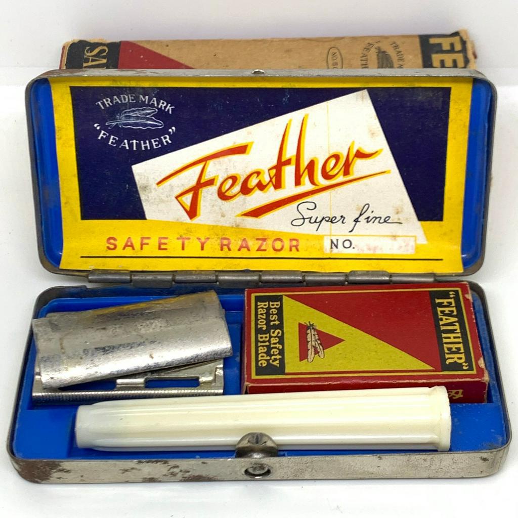 มีดโกนวินเทจ FEATHER Vintage Stainless Safety Razor 1960's