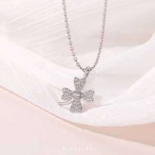 สร้อยคอ เงินแท้ 92.5% & ทองเหลือง ♡ รุ่น Lucky ♡ - ใบโคลเวอร์ นำโชค โชคดี MixBlink