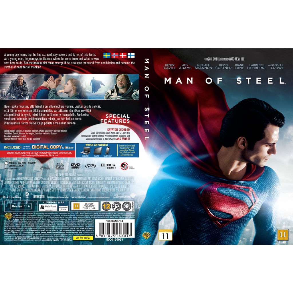 Dvd Cassette Superman ล่าสุด - Man Of Steel