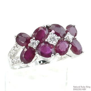 SKJewelryfactory แหวนดอกไม้คู่ พลอยทับทิมแท้ สีแดงอมชมพู ER02392-RBY