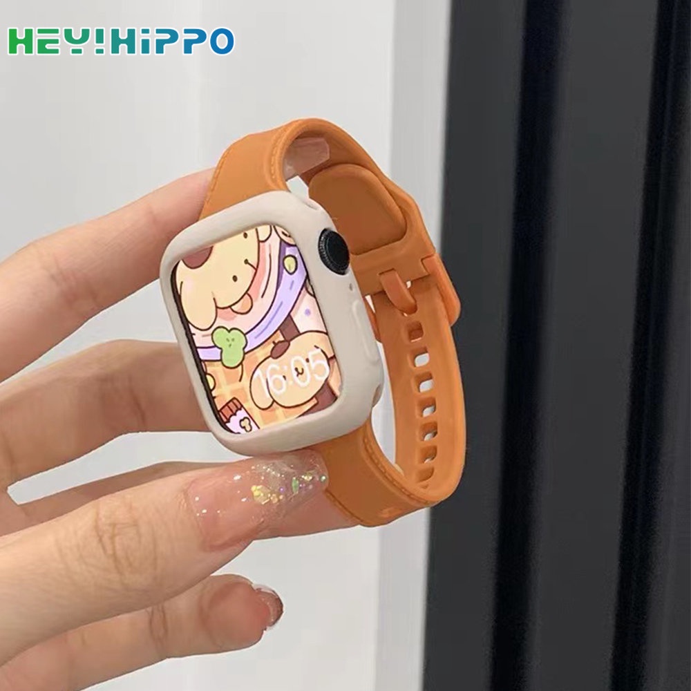 สายนาฬิกาข้อมือซิลิโคน ขนาดเล็ก พร้อมเคสป้องกัน สําหรับ Smart Watch Series 8 7 6 SE 5 4 3 iwatch 45 44 42 41 40 38 มม.