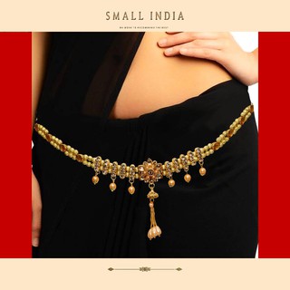 {**ส่งฟรี**} SMALL INDIA 🏵️ Antique Gold Plated Waist-Belt 🏵️ Women Ethnic Jewelry