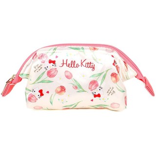 SANRIO HELLO KITTY กระเป๋าใส่เครื่องสำอาง กุญแจ และของใช้อื่น ๆ พร้อมซิป ซานริโอ เฮลโล คิตตี้ ลายทิวลิป ชุดละ 2 ชิ้น / S
