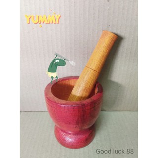 ครกไม้ใบเล็ก+สาก พร้อมส่ง!  Small wooden mortar