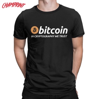 ใหม่ เสื้อยืดคอกลม ผ้าฝ้าย 100% พิมพ์ลาย Bitcoin In Cryptography We Trust BTC Crypto ของขวัญ สําหรับผู้ชาย และผู้หญิงS-5