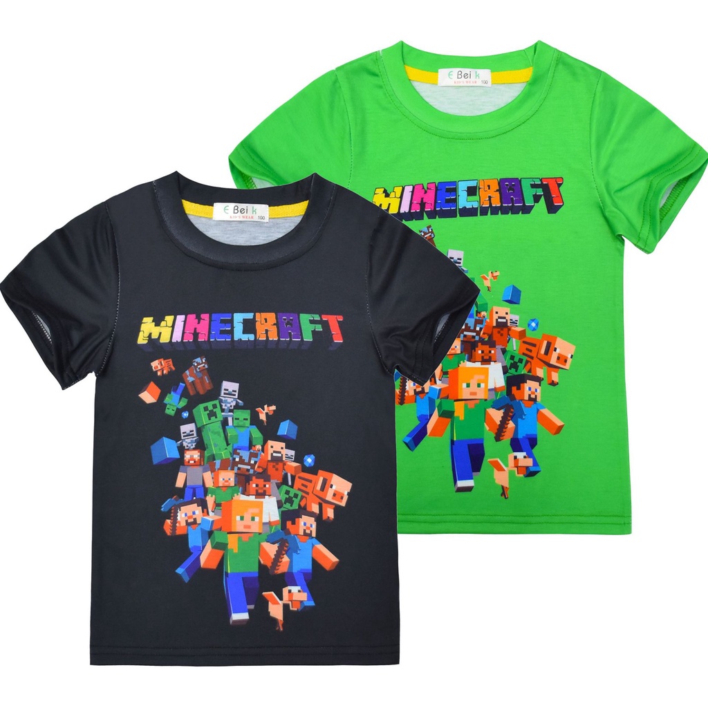 Review เสื้อยืดแขนสั้นพิมพ์ลายการ์ตูน Game Minecraft ฤดูร้อนสําห 