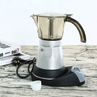 หม้อต้มมอคค่าพอทไฟฟ้า หม้อต้มกาแฟเอสเปรสโซ่ Moka Pot 3cup/6cup 400W