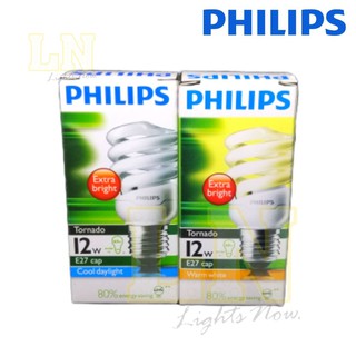 Philips ฟิลิปส์หลอดประหยัดไฟ รุ่นทอร์นาโด 12W ขั้วเกลียวE27