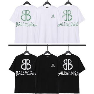 ราคาต่ำสุดBalenciag เสื้อยืดแขนสั้น ผ้าฝ้าย พิมพ์ลาย สีเรืองแสง แฟชั่นสําหรับผู้ชายและผู้หญิงS-3XL