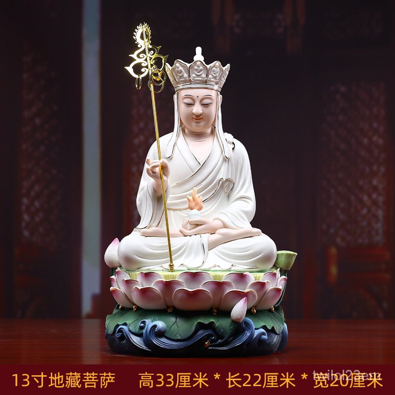 Van Xuan สนุกนั่งโลตัสคลื่น Jizo พระพุทธรูปบ้านบูชาครอบครองการรักษาความปลอดภัยและความสงบสุขนั่งอยู่บ