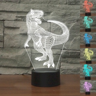 Tyrannosaurus Rex โคมไฟตั้งโต๊ะอะคริลิค LED ไล่โทนสี 7 สี สําหรับตกแต่งบ้าน