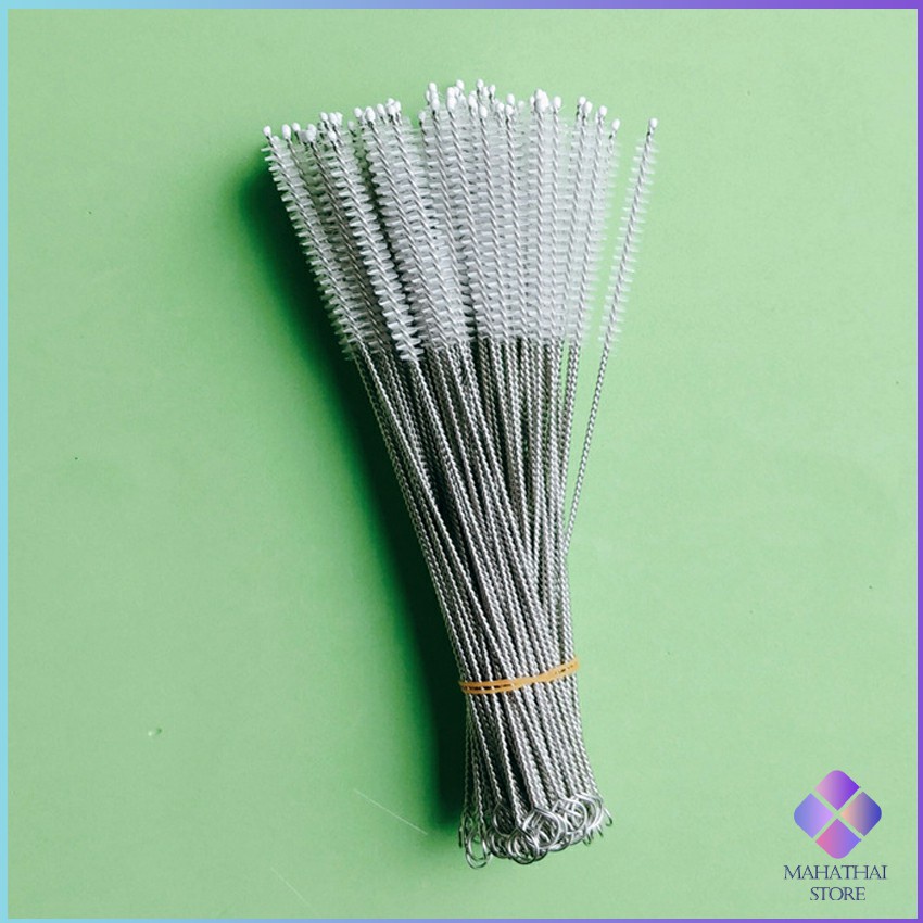 MahaThai แปรงล้างหลอดดูด จุกนม ขนไนล่อน ไม่ทำให้เป็นรอย  Stainless steel soft straw straw brush - รูปที่ 2