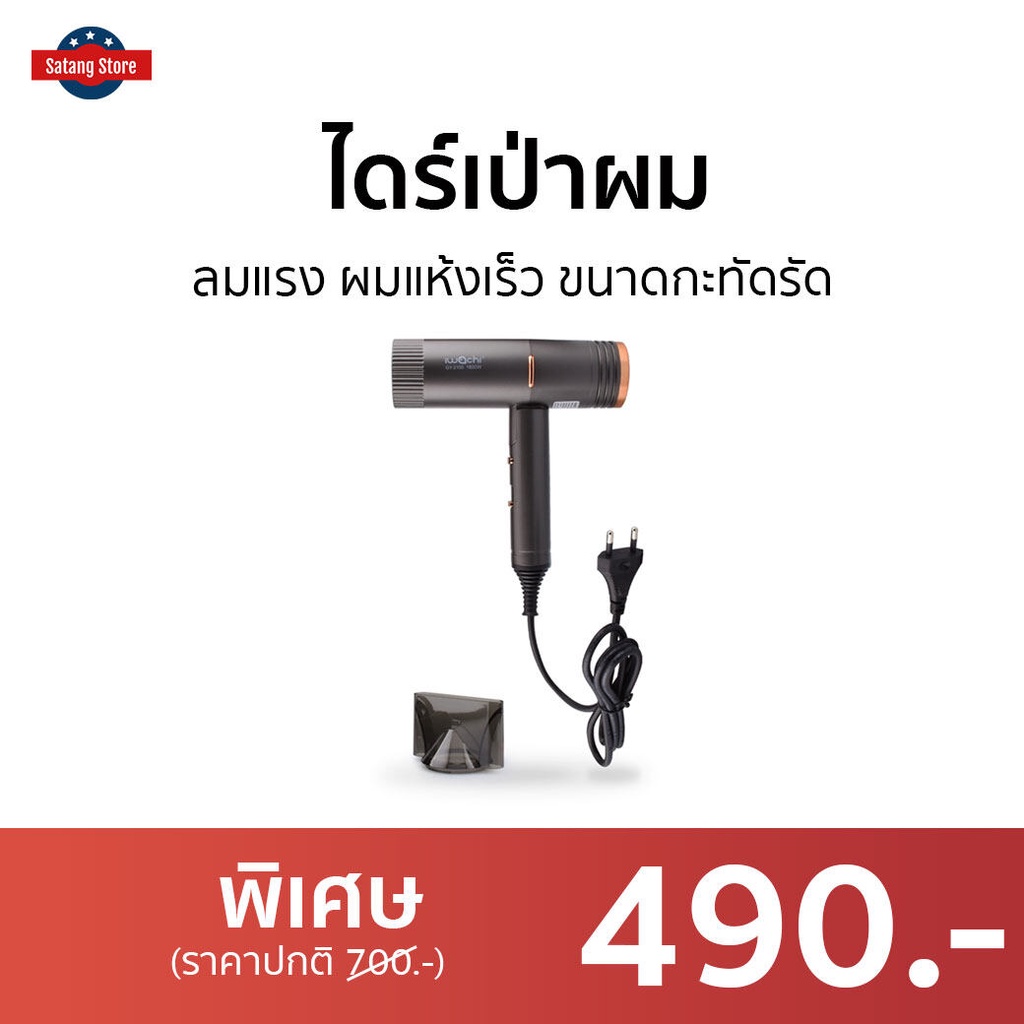 ไดร์เป่าผม IWACHI ลมแรง ผมแห้งเร็ว ขนาดกะทัดรัด GY-2100 - ไดร์เป่าผมพกพา