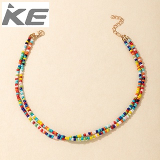 Popular Jewelry Color Rice Bead Double Necklace Beaded Necklace for girls for women low price