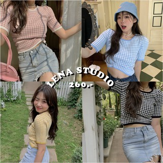 Lena Studio🌷พร้อมส่ง ♡ Scott Cutie Top เสื้อไหมพรมลายสก๊อต มี 4 สี