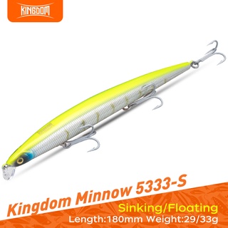 Kingdom เหยื่อตกปลาพลาสติก ABS 180 มม. 29 กรัม / 33 กรัม