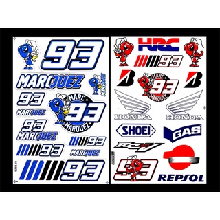 Honda 93 Team สติ๊กเกอร์Racing สติ๊กเกอร์ติดรถ สติ๊กเกอร์แต่งรถมอเตอร์ไซค์ บิ๊กไบค์ ติดรถยนต์ หมวกกันน็อค เนื้อPVC