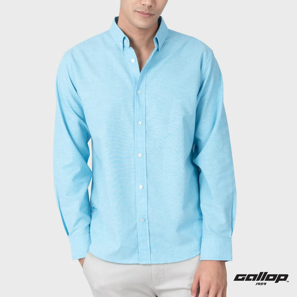 GALLOP : OXFORD CASUAL SHIRT เสื้อเชิ๊ตแขนยาว ผ้า OXFORD รุ่น GW9030 สี Blue Sky - ฟ้า