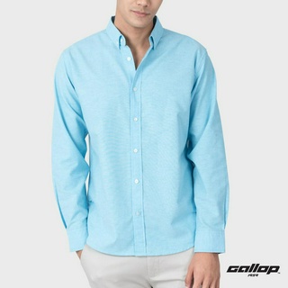 GALLOP : OXFORD CASUAL SHIRT เสื้อเชิ๊ตแขนยาว ผ้า OXFORD รุ่น GW9030 สี Blue Sky - ฟ้า