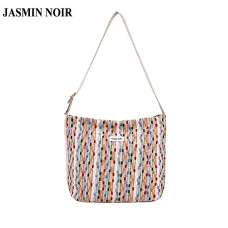 Jasmin Noir กระเป๋าสะพายไหล่ ผ้าแคนวาส พิมพ์ลายดอกไม้ สําหรับผู้หญิง