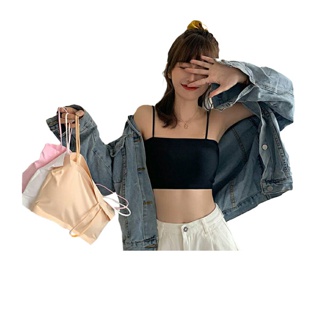 🧸𝑩𝒓𝒂𝑩𝒓𝒂𝑩𝒓𝒂🧸 #bra-059 ครอปครึ่งตัว Crop top เกาะอกพร้อมสาย 5 สีให้เลือก