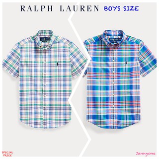 RALPH LAUREN PLAID COTTON POPLIN SHIRT ( BOYS SIZE 8-20 YEARS )