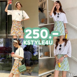 KSTYLE4U กระโปรงสั้นเอวสูง ลายดอก #3512