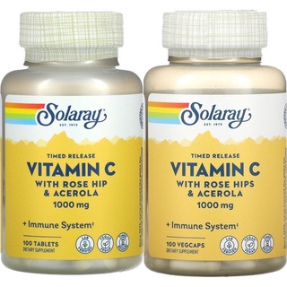 พร้อมส่ง แพคเกจใหม่ Solaray, Timed Release Vitamin C with Rose hip &amp; Acerola 1,000 mg