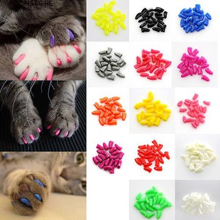 ซิลิโคนสัตว์เลี้ยง 20pcs ซิลิโคน Cat แมวแมว Kitt Paw Claw ควบคุม Sheath Nail Caps ครอบคลุม