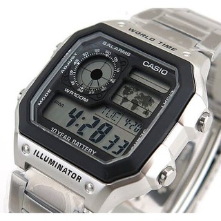 นาฬิกา CASIO ของแท้ รับประกันศูนย์ รุ่น AE-1200WHD-1 ดิจิตอล สายเลส worldtime แบตเตอรี่ 10 ปี กันน้ำลึก 100 เมตร