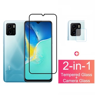 【3 ชิ้น】ฟิล์มกระจกนิรภัยกันรอยหน้าจอ แบบเต็มจอ สําหรับ Vivo Y15s Y15A Y33S Y21 Y21S